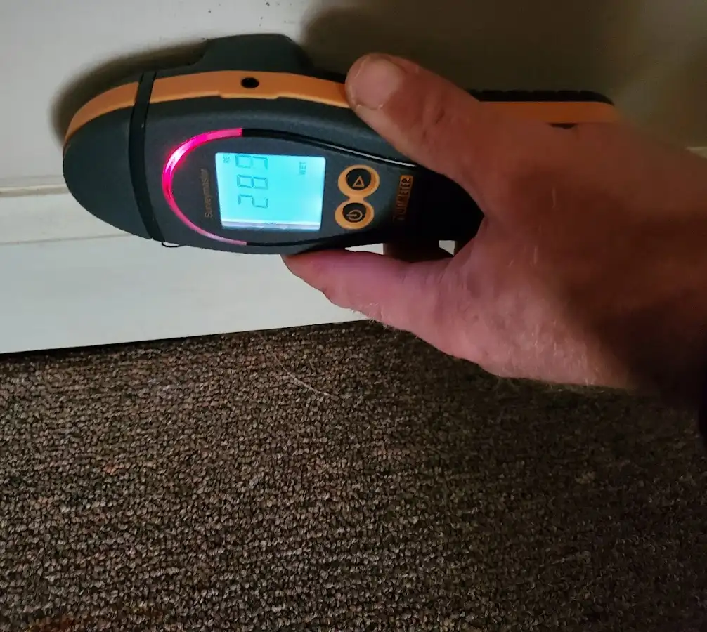 Moisture detection at baseboard during Sewage Cleanup & Sanitation in Doffing